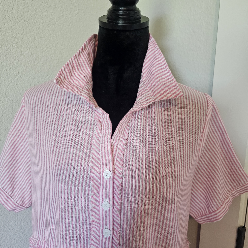 Umgee Pink Striped Tiered Dress - Picture 10 of 16